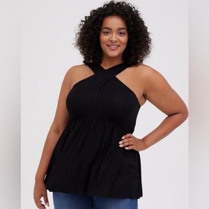 TORRID Babydoll Super Soft Halter Tank, cross front. Size 00 (m/10). NWT.